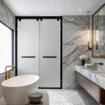 Matte black silent double sliding shower enclosure