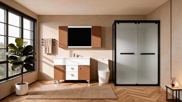 Matte black silent double sliding shower enclosure - Image 2